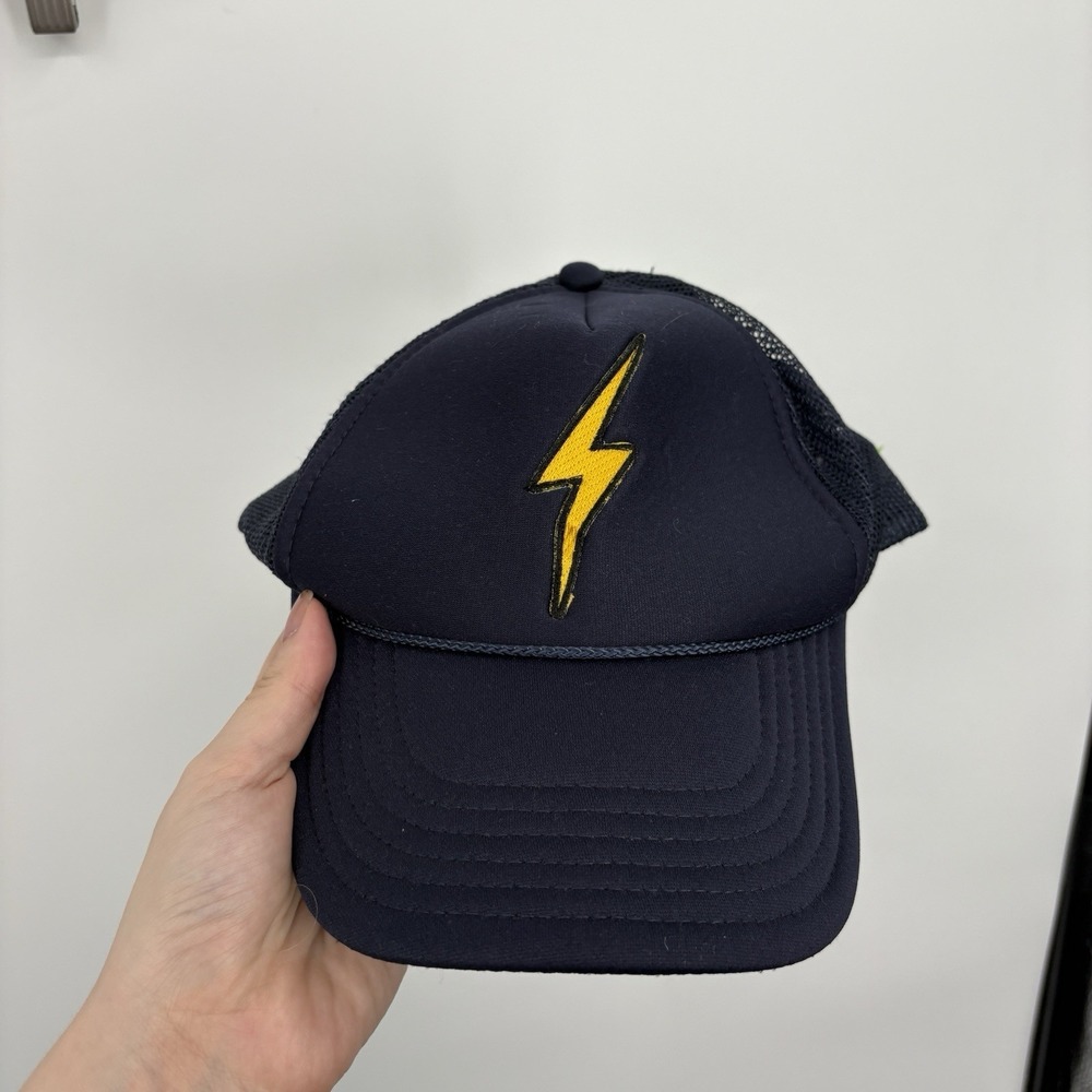 Aviator Nation Lightning Bolt Trucker Hat Black Men Women One Size Snapback Mesh